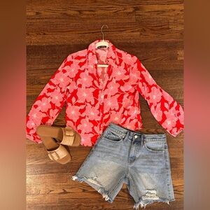 Zara Floral Blouse With Wide Sleeve